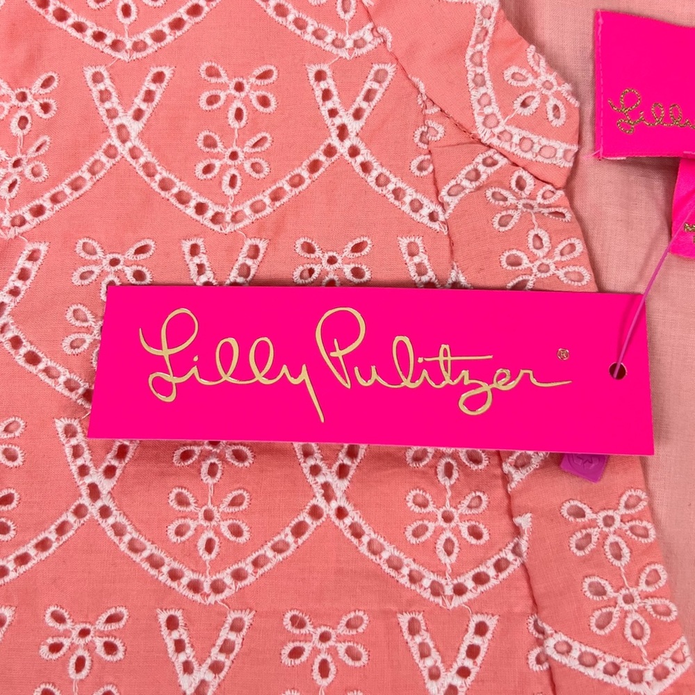 Lilly Pulitzer Womens Large Dress Briela Floral Arch Eyelet Peach NWT $238 - Picture 8 of 13